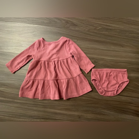 Carter's Dusty Rose Waffle knit long sleeve dress with Baby Bloomers size 6M - Picture 7 of 7